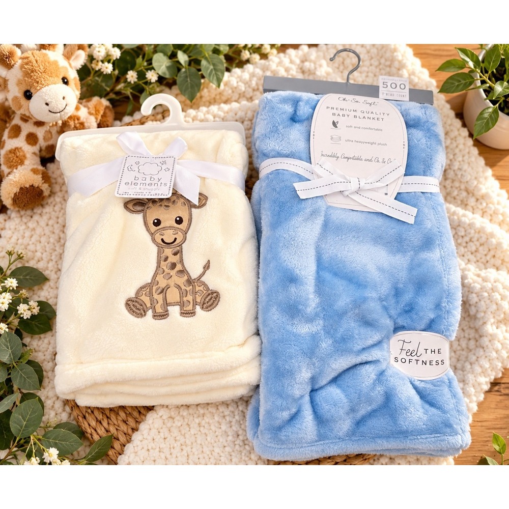 Oh So Soft Baby Blanket Blue Plush 30x40 NWT Cozy Nursery Baby Shower Gift